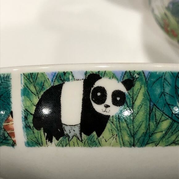 RETRONEU Everyday JUNGLE KIDS 2 Pc Stoneware Dining Set Double Handle Mug + Bowl - Picture 7 of 11